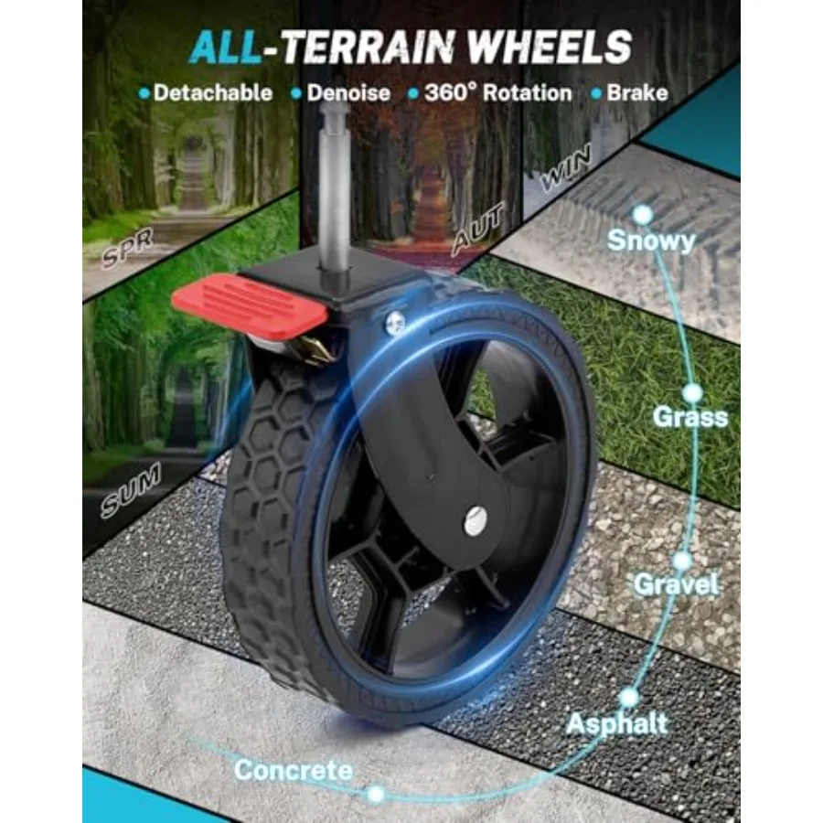 38''L Extra Long Collapsible Foldable Wagon Cart with 360lbs Weight Capacity and 220L Storage Space Detachable Wheels for Versa