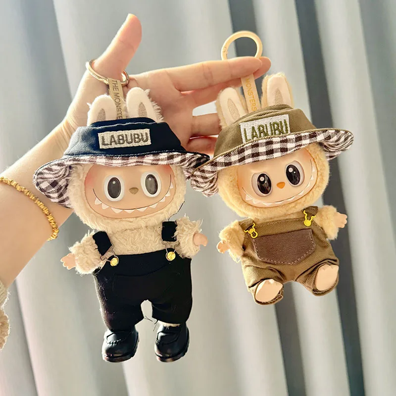 

One or two generation Labubu doll clothes sit party baby clothes green fisherman strap pants hat accessories