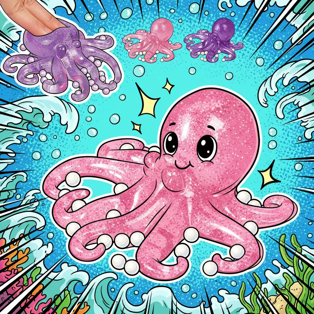 Glitter Octopus Taba Squishy Sugar Stress Ball for Kids Cute Animals Squeeze Fidget Toy Squishy Ocean Sensory Decompression Gift