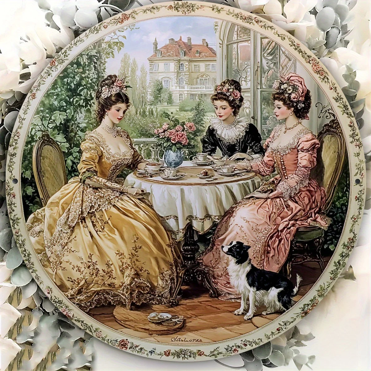 Victorian Era Retro 2D Wooden Round Plate Furniture Hanging Wall Decoration Creative Art Durable Decorative Item DIY Craft Gift