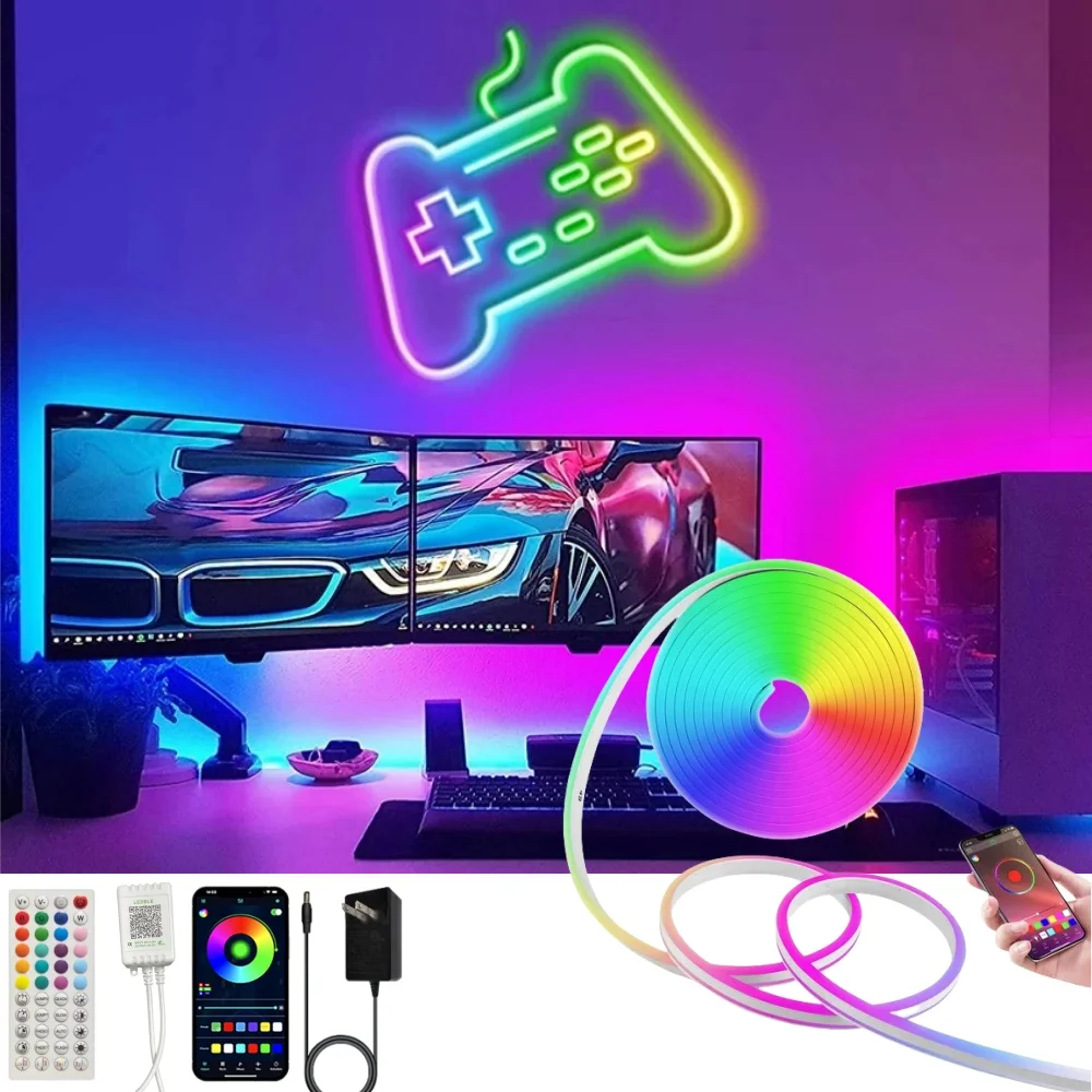 5/10/15M LED Strip Light APP Control RGB Neon Light DIY Computer Game Room Bedroom Decoration Holiday Party Ambience Lighting