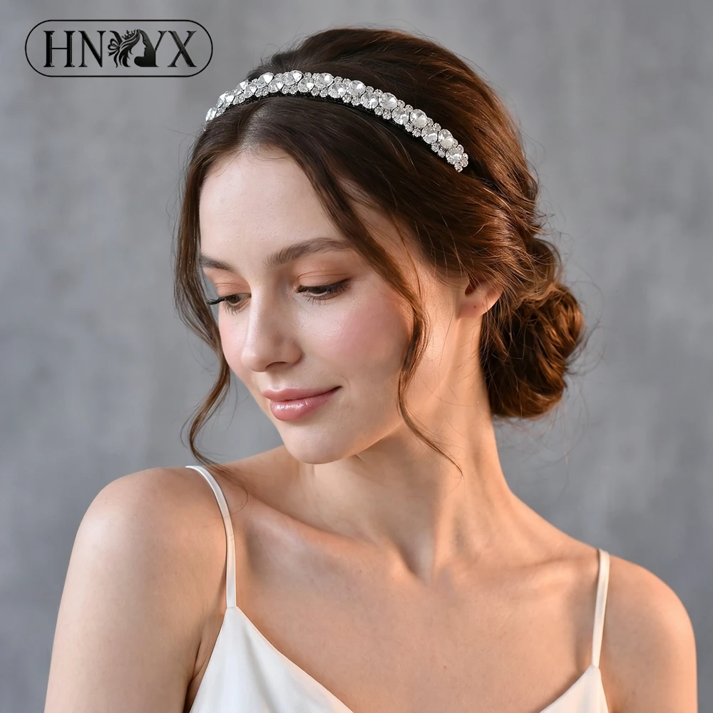 

HNYYX Trendy Wedding Dress Headband Full Rhinestones Narrow Headpiece Shiny Bridal Headdress Elegant Luxury Hair Accessories A94