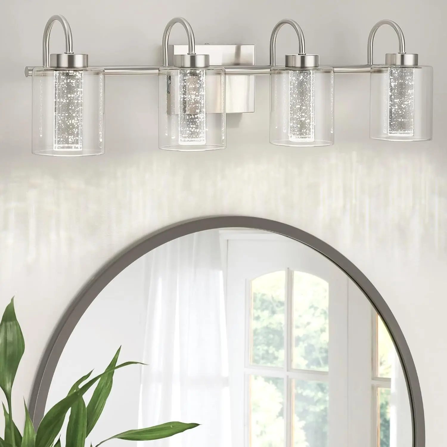4 lichte badkamerverlichtingsarmaturen ijdelheid verlichting kristal bubbelglas dimbaar 3 kleurtemperaturen moderne wandkandelaar voor gang