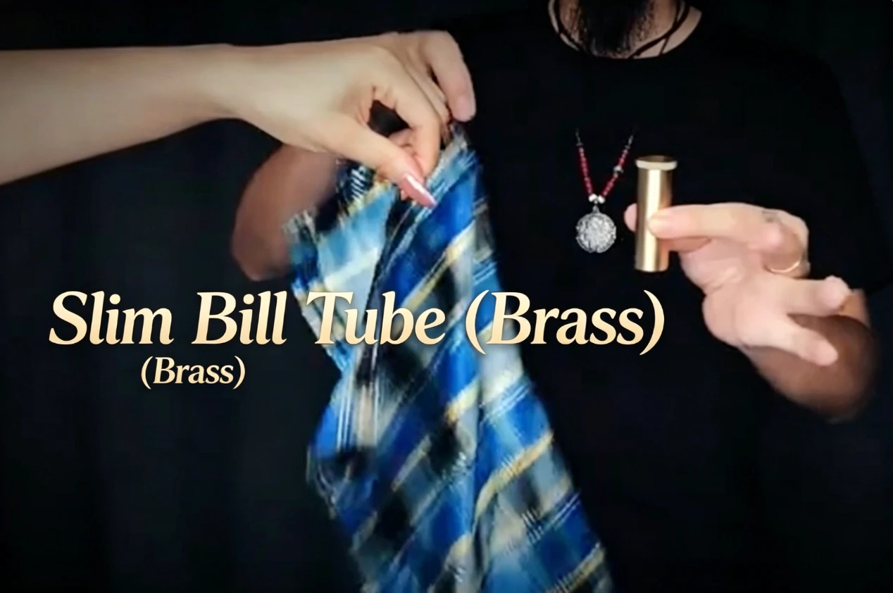 Tenyo Slim Bill Tube (Brass) Close Up Magic Tricks Gimmick Props Illusion Mentalism Comedy Signed Bill Appearing In Padlock Tube