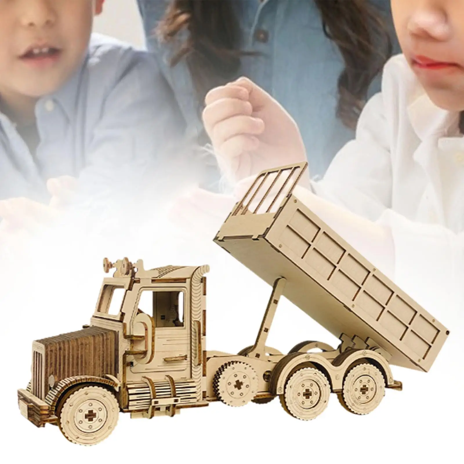 Quebra-cabeças de madeira 3D, modelo de caminhão de auto montagem, conjunto de construção DIY