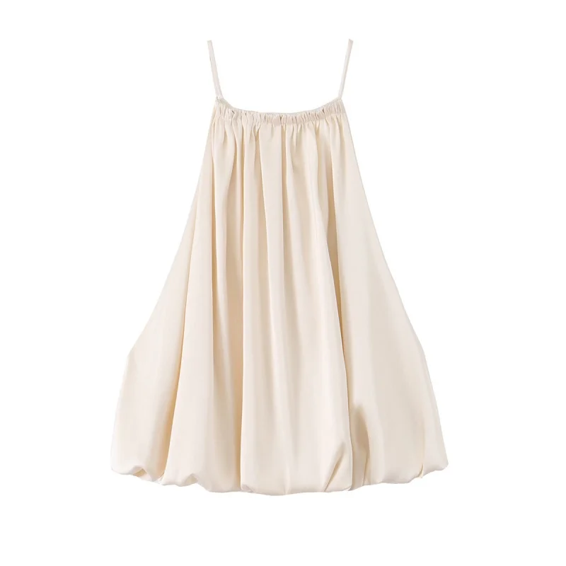 Summer Sleeveless Backless Satin Texture Camisole Balloon Hanging Short Top for Women Sexy Beach Wear Female 2026 New