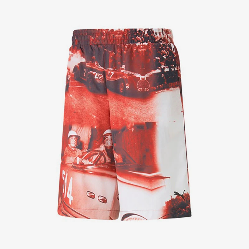 Puma Authentic Ferrari Collaboration Pantalones cortos deportivos con estampado retro para hombre y mujer 538104-02