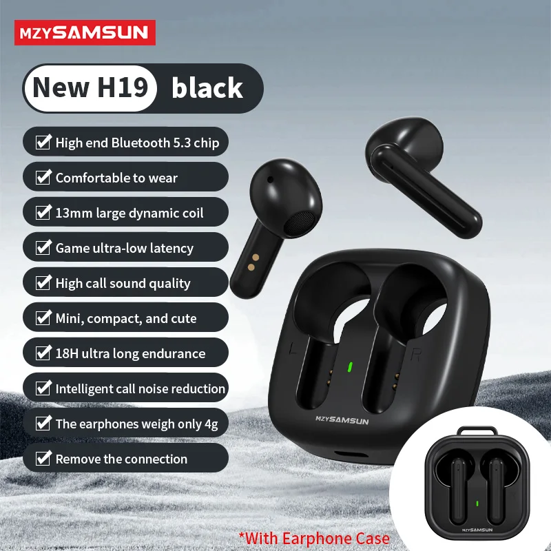 

New H19 TWS Earphones Hifi Sound Bluetooth 5.3 Headphones Sports Gaming Headset Waterproof Wireless Earbuds With Mic For Phone