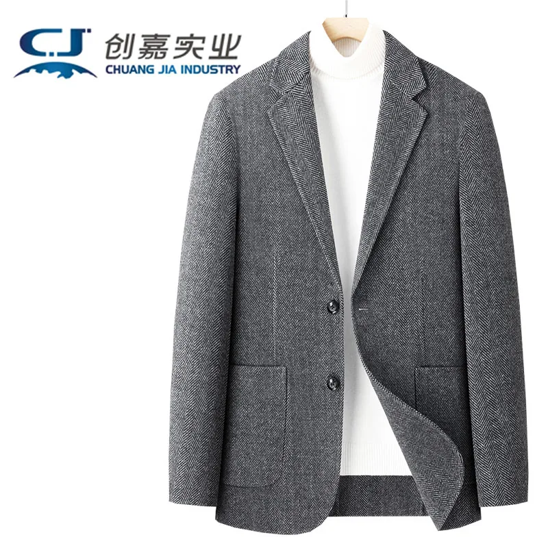 New Double-sided Cashmere Coat Men Casual Suit Herringbone Plus-size Wool Suit Autumn Winter Coat Elegant Stylish Free Shipping