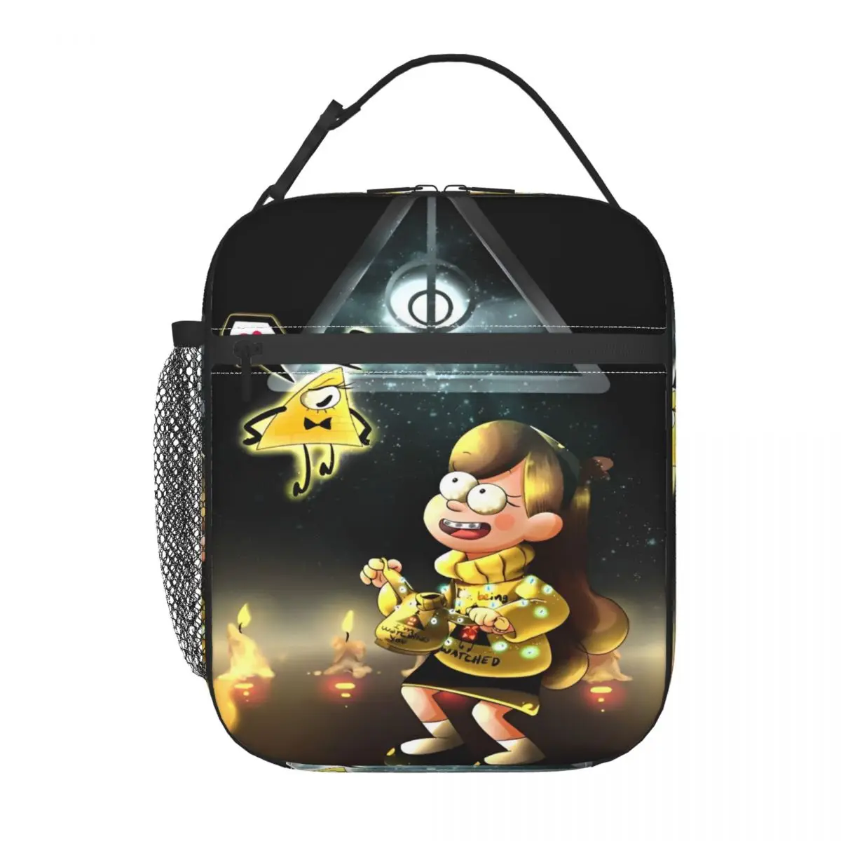 Gravity Falls Lunch Bag Bill Cipher Fashion Lunch Box For Women Office Convenient Cooler Bag Oxford Print Thermal Tote Handbags