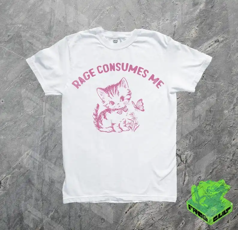 Rage Consumes Me Tshirt, Comfort Colors Funny Kitten Shirt, Vintage Cat Tee Adult HumorMeme ShirtGift For Her Gag Gift