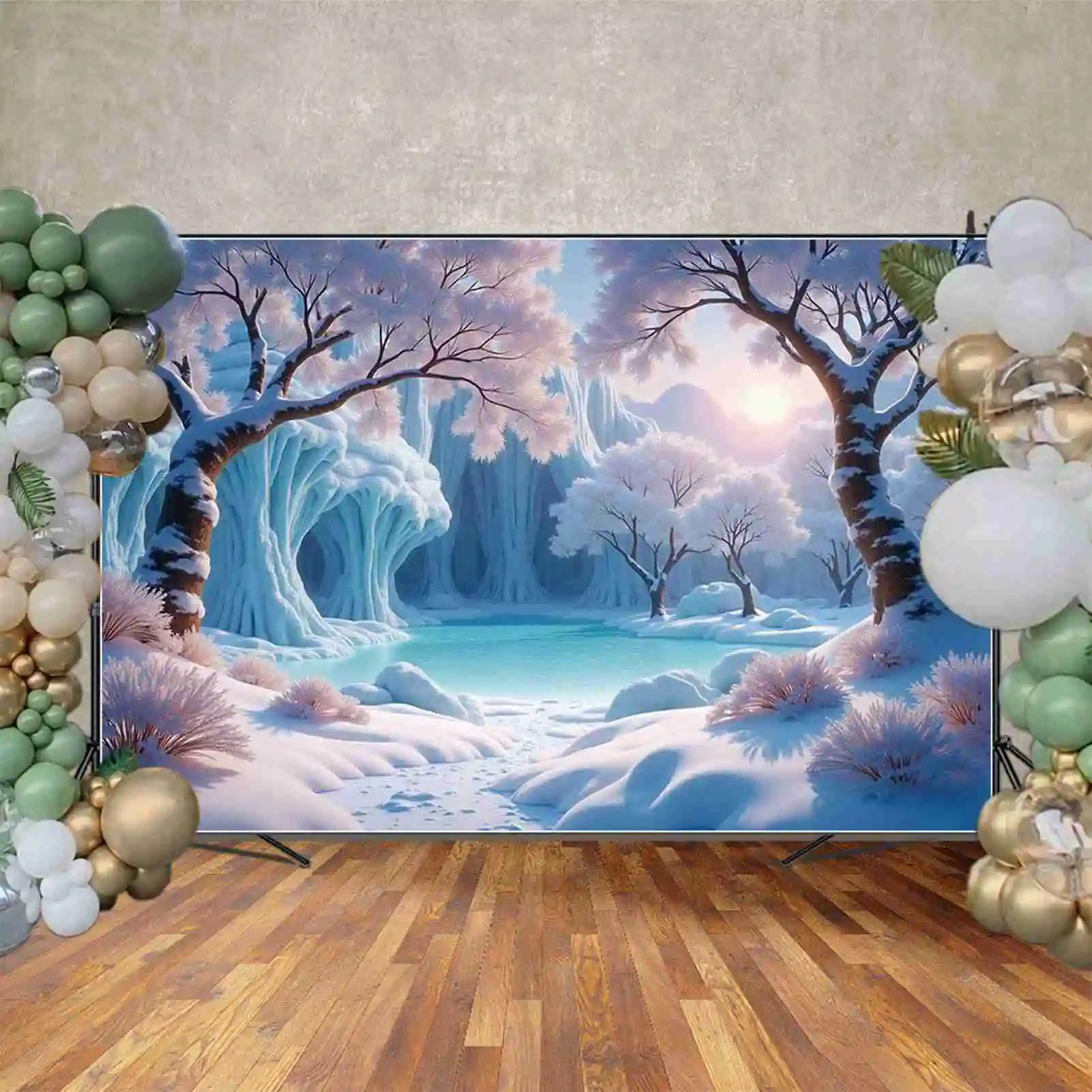 MOON.QG Kerst Winter Achtergrond Fotografie Sneeuw Frozen Castle Pine Photocall Achtergrond Baby Studio Photobooth Accessoires