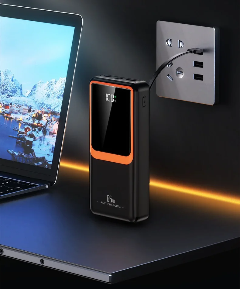 10000 мАч, 22,5 Вт, сверхбыстрая зарядка, внешний аккумулятор со встроенными кабелями — портативное зарядное устройство для IPhone, двойной выход