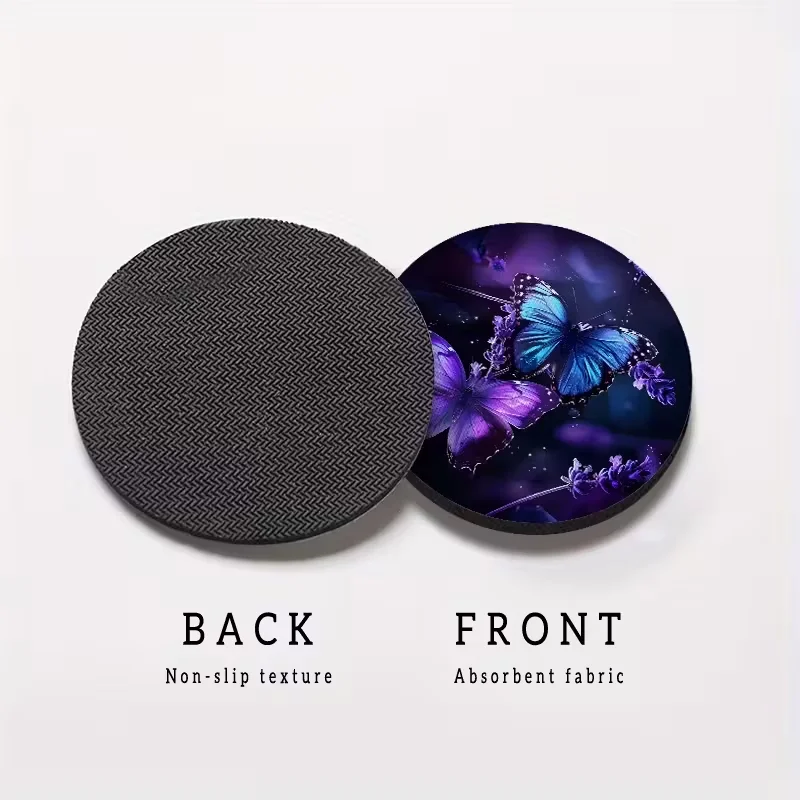 2 قطعة حصيرة كأس السيارة على شكل فراشة لافندر، سلع السيارات، حصيرة كوب الماء الإبداعية، الديكور الداخلي للسيارة، حصيرة تخزين غير قابلة للانزلاق، عالمية #5