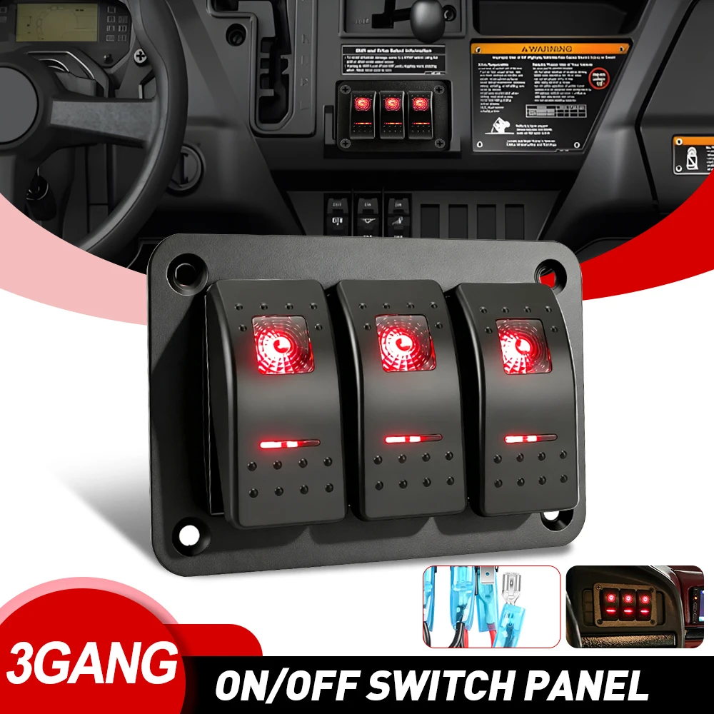HAOLIDE 2 3 4 5 6 Gang Dual LED Marine Boat Rocker Switch Panel Boat off-road use Switch Panel Lighter Socket Circuit Breaker
