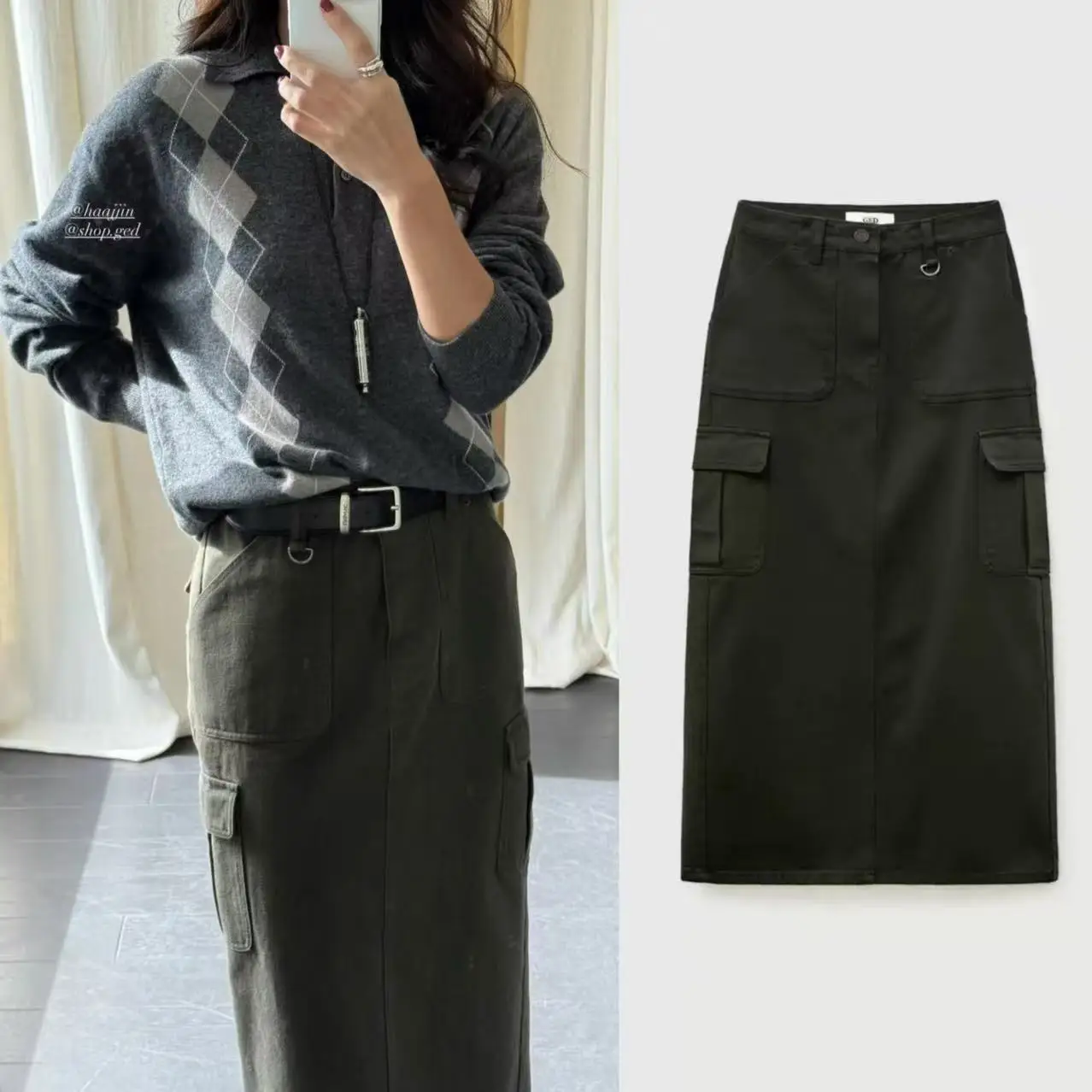 

Утягивающая юбка-миди трапециевидной формы с высокой талией и колками, винтажная рабочая одежда, женская повседневная одежда в стиле милитари, весна-осень
