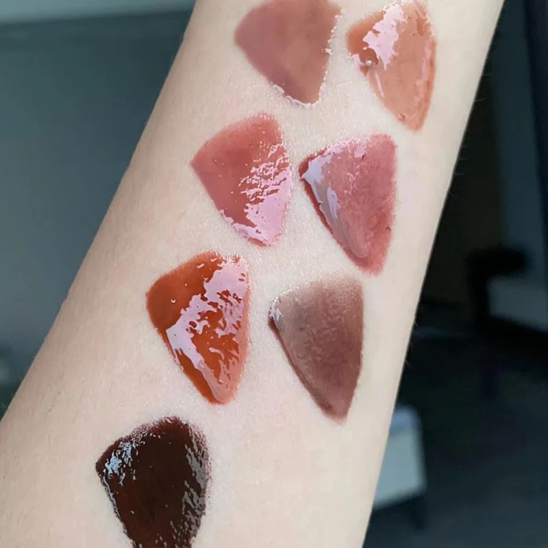 Cappuvini Punk Dark Brown Mirror Water Lip Gloss Red Lip Glaze Transparent Glass Lip Oil Waterproof Liquid Lipstick Tint Makeup