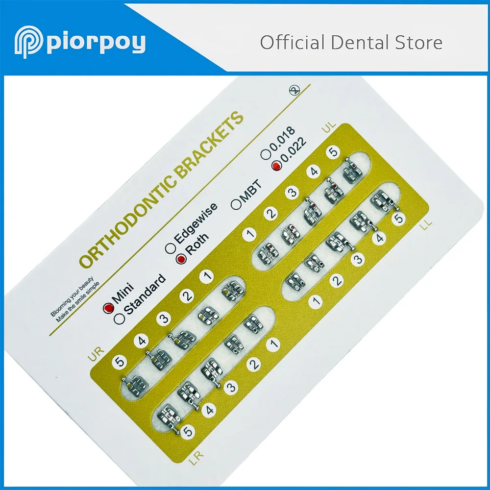 PIORPOY - Brackets Metálicos de Ortodoncia, 20 Piezas/Paquete, Monoblock Mini, Roth/MBT 0.022/0.018, Ganchos 3-4-5, Envío Directo
