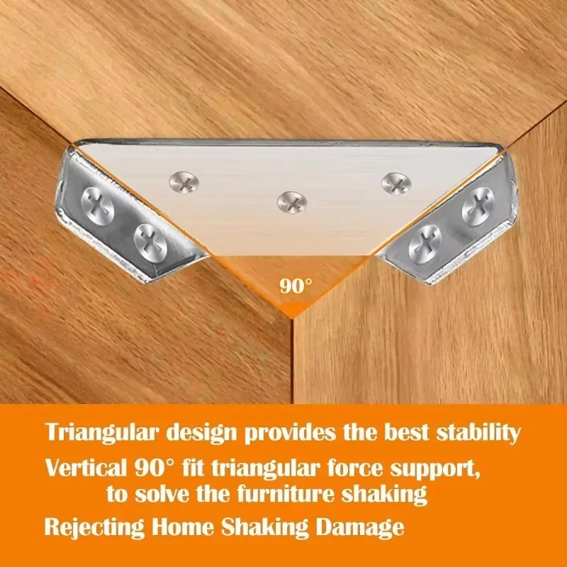 Stainless Steel Corner Brackets Connector Furniture Angle Shelf Cabinet Support Fixing Frame Metal Brace Fasteners with Screws