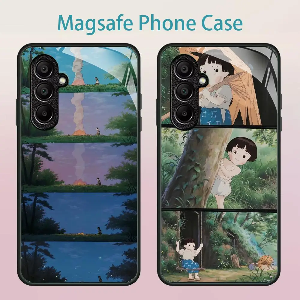 Cinema G-Grave Of The Fireflies Phone Case For Samsung Galaxy S25 Ultra S22 S23 S24 Ultra S21 S20 5G Magsafe Mirror Wireless Ma