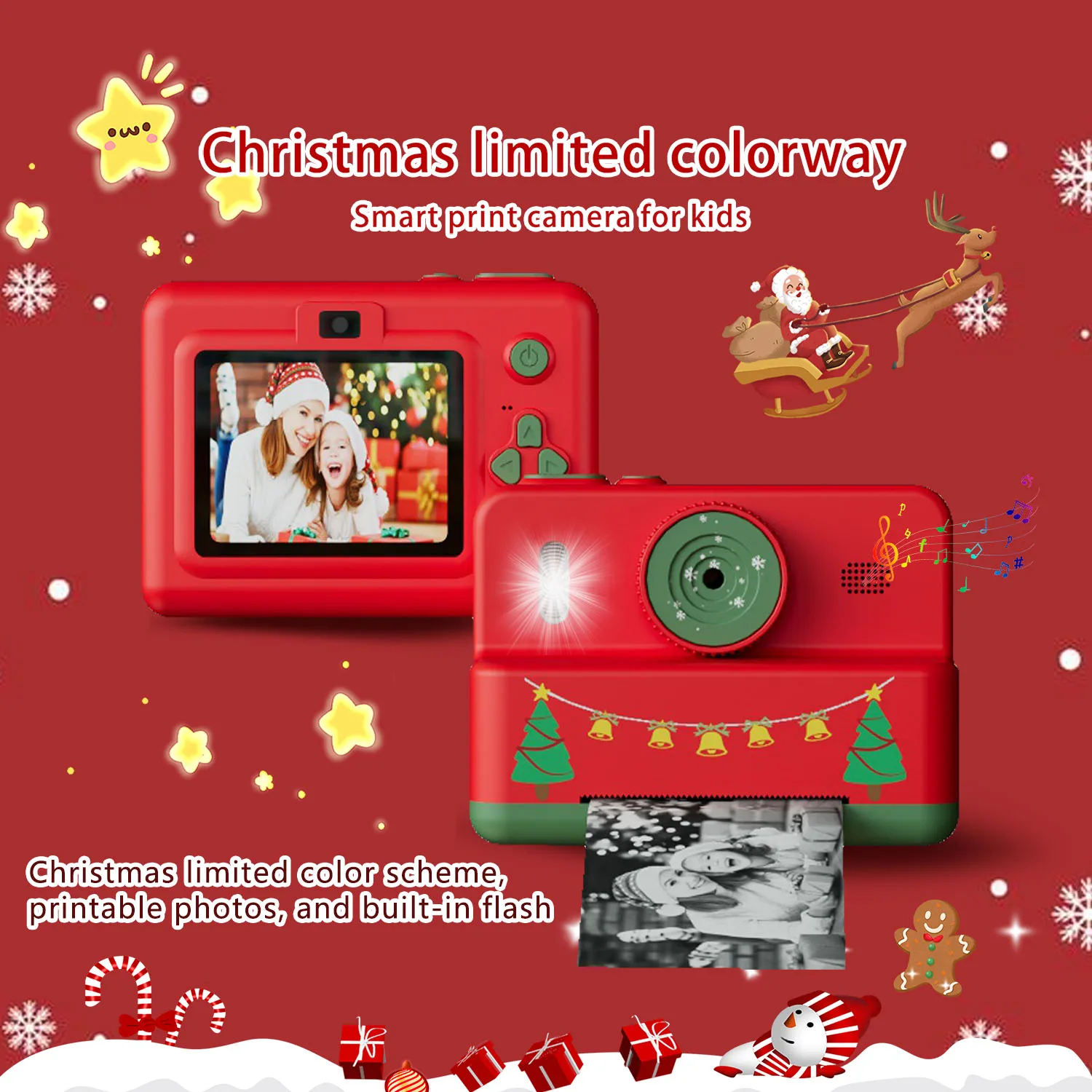 Crianças câmera digital impressão instantânea para crianças câmera de impressão térmica instantânea foto impressão câmera vídeo brinquedos presente natal