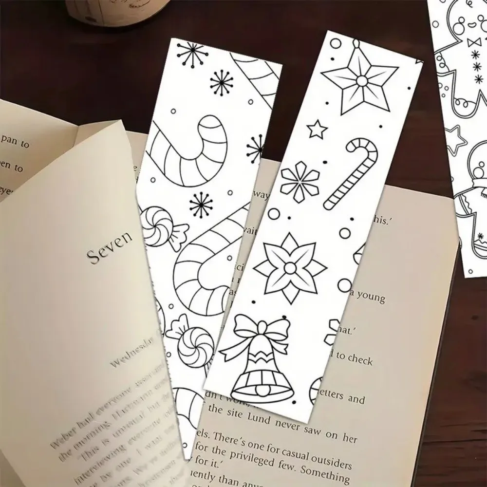 

32pcs Christmas Graffiti Bookmarks Paper Minimalist Blank Bookmarks Line Art Style Cartoon Page Markers Decorative