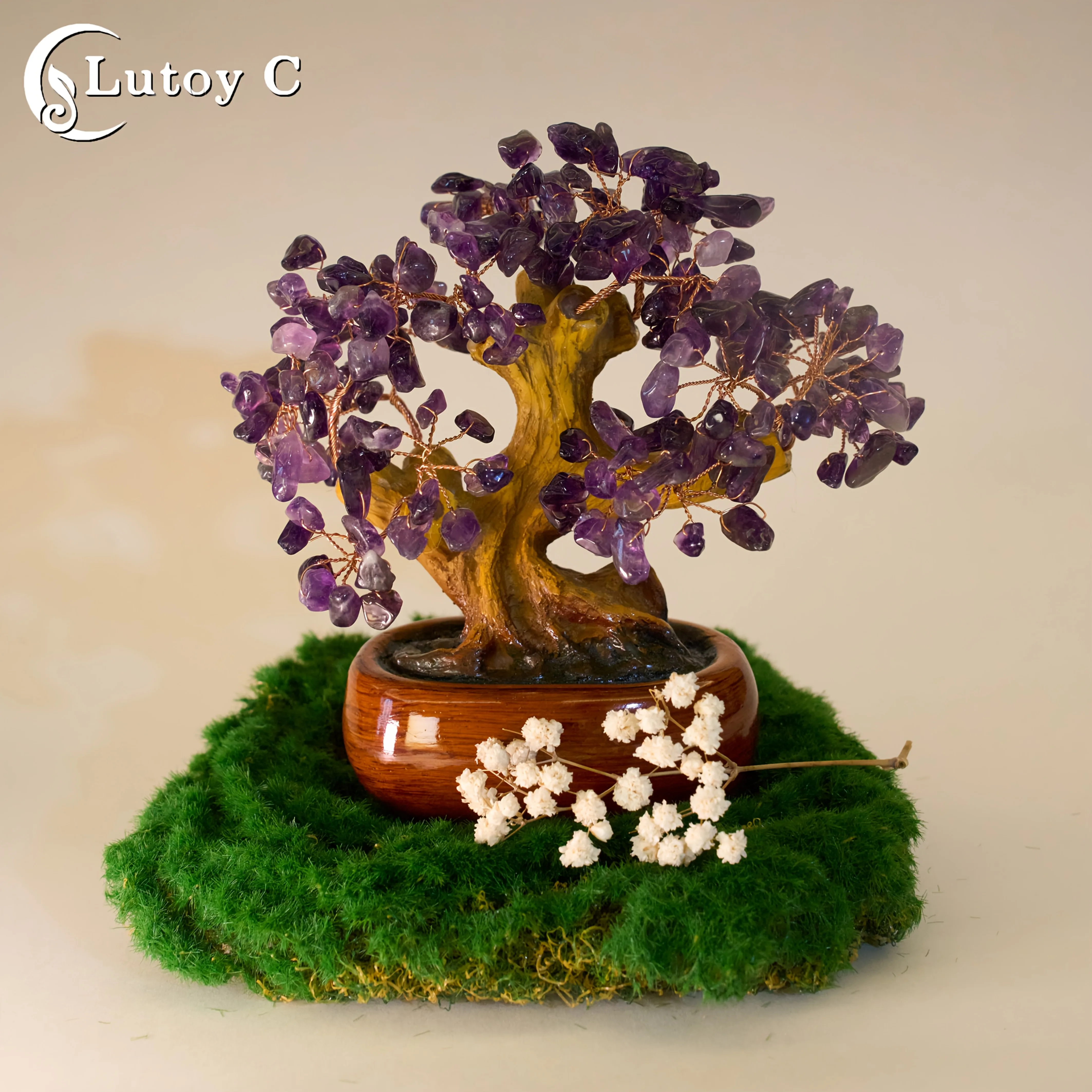 شجرة نقود كريستال جمشت مصنوعة يدويًا، شجرة فنغ شوي مصنوعة يدويًا من الأحجار الكريمة للحماية، زينة ديكور المنزل، هدية للأصدقاء