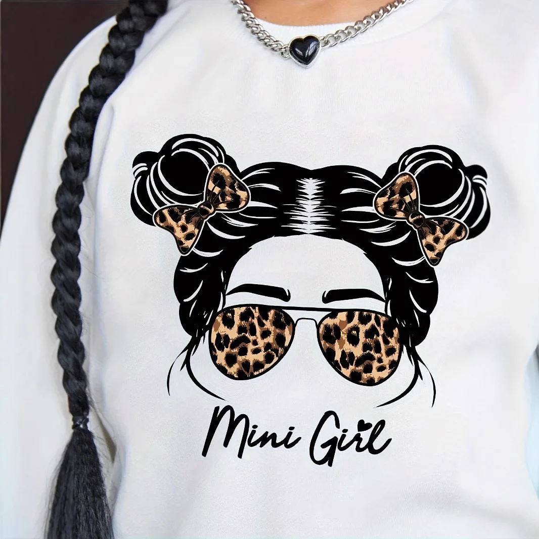 الفتيات ربيع الخريف أزياء الملابس مجموعات طفلة طويلة الأكمام الكرتون طباعة البلوز + ليوبارد ضيق بنطلون بدلة رياضية