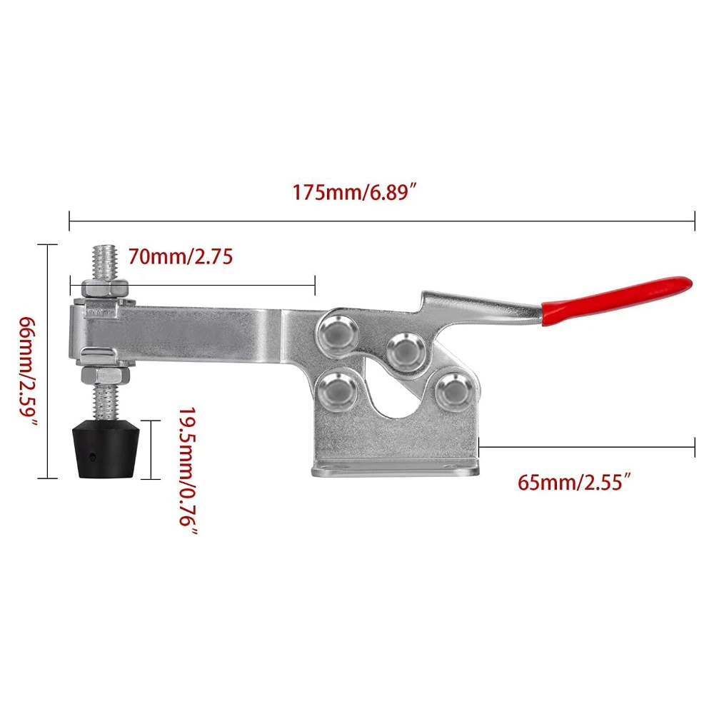 2pcs Toggle Clamp 225D 500Lbs Holding Capacity Heavy Duty Large Hold Down Clamp Quick-Release Horizontal Clamp