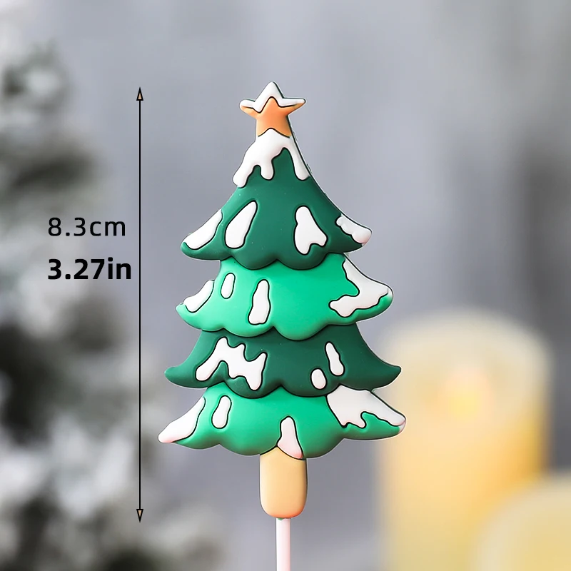 Neue Cupcake-Dekoration für Weihnachtskuchen, weicher Gummi-Weihnachtsbaum, Weihnachtsmann, Schneemann für Neujahr 2025, Weihnachts-Kuchenaufsatz – Detail 34