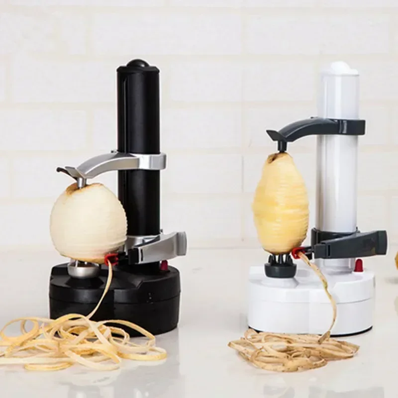 1PC New Electric Spiral Apple Peeler Cutter Slicer Fruit Potato Automatic Peeling Battery Operated Machine with Charger Eu Plug