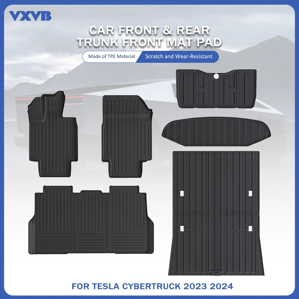 For Tesla Cybertruck 2024 2025 Foot Mats Full Covers TPE Waterproof Protective Mat Frunk Trunk Mat Set Car Interior Accessories