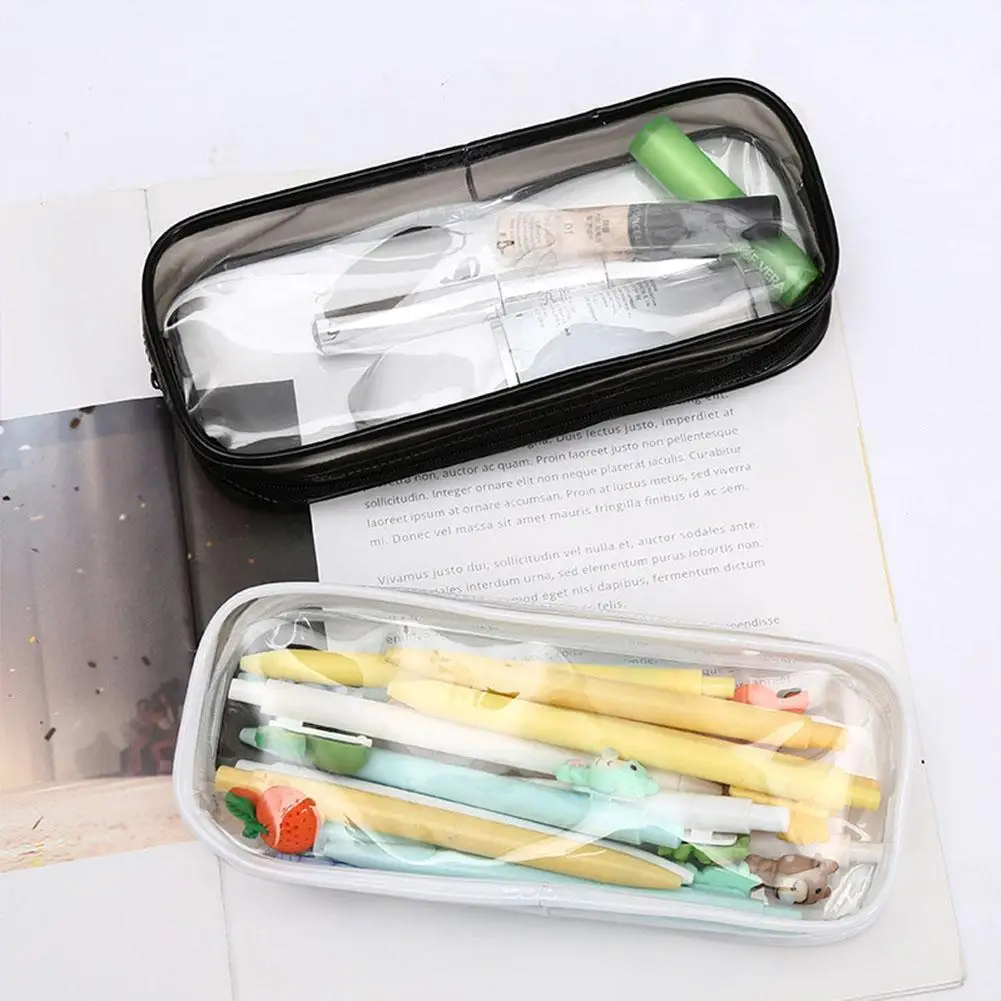 Transparent PVC Pencil Case Large Capacity Organizer for Stationery School Supplies Pencil Cases for Girls Student Bags New