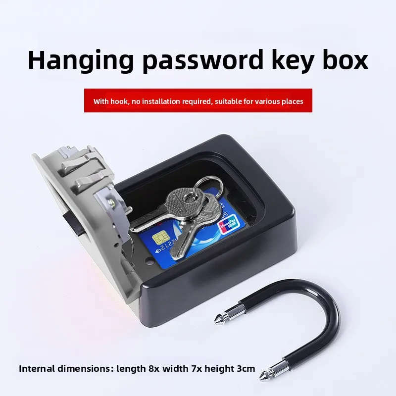 Homestay Decoration Key Password Box Installation-free Hanging Construction Site Cat Eye Key Box Lock Hook Password Lock