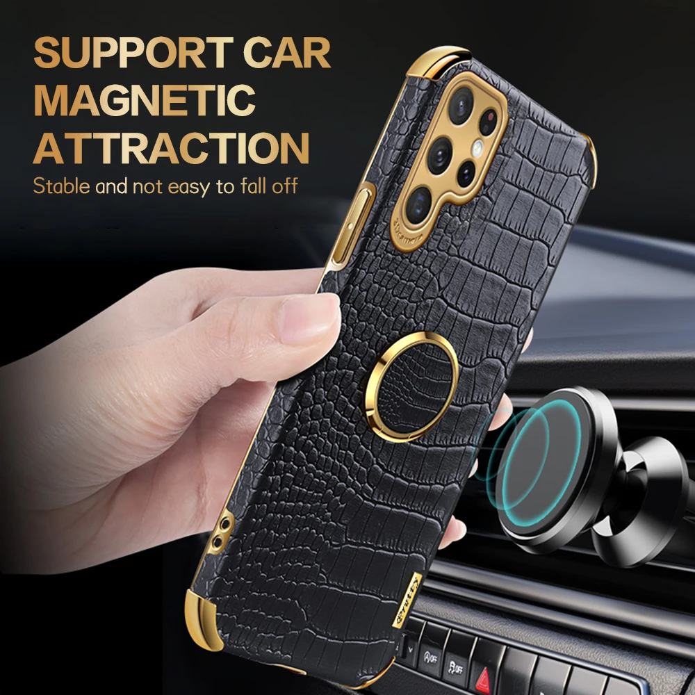 For Samsung  Galaxy S24 5G Crocodile Leather Plating Silicone Cover For Samsung  Galaxy S24 S23 S22 Plus Ultra Case