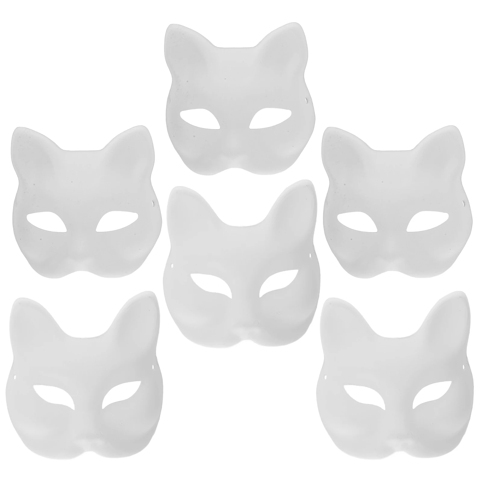 

6 Pcs Coloring Masks Blank Paper Pulp Diy Cat Animal Fox Wolf Skull Half Face Halloween Cosplay Unpainted