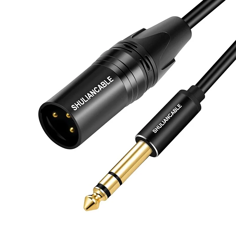 Lungfish XLR male to 1/4 inch jack TRS cable, 6.35mm balanced plug to 3-pin XLR male connector, quarter inch to XLR stereo cable