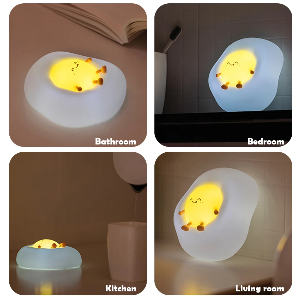 Lovely Egg Night Light With Timing Function USB Rechargeable Bedside Bedroom Pat Sleeping Lamp For Christmas Gifts