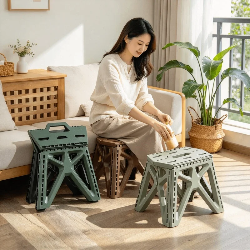 Lightweight Foldable Camping Stool, Multi-purpose Outdoor Seat & Foot Rest for Fishing, Beach, Hiking & Picnic