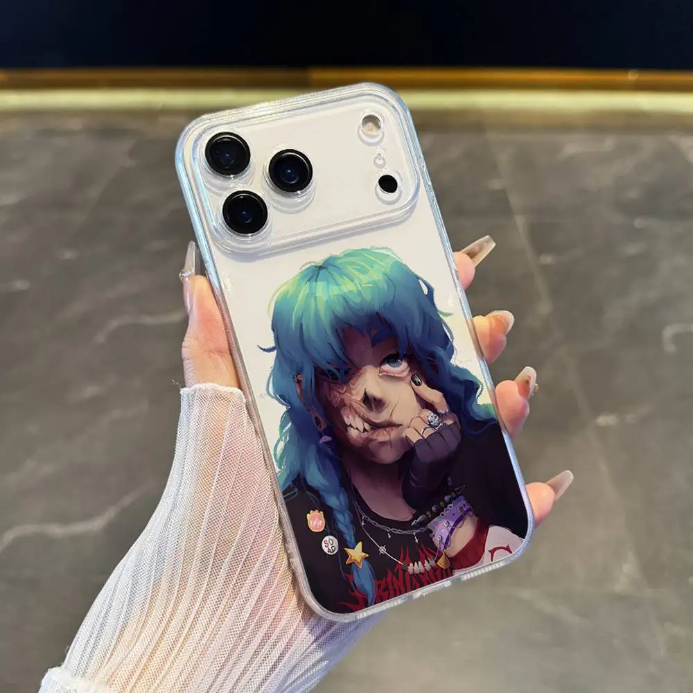 حافظة هاتف كارتون S-Sally Face SF لهاتف آيفون 17,16,15,14,13,12,11 Pro,Max,Plus,X,XS,XR,SE4,E غطاء ناعم شفاف صغير