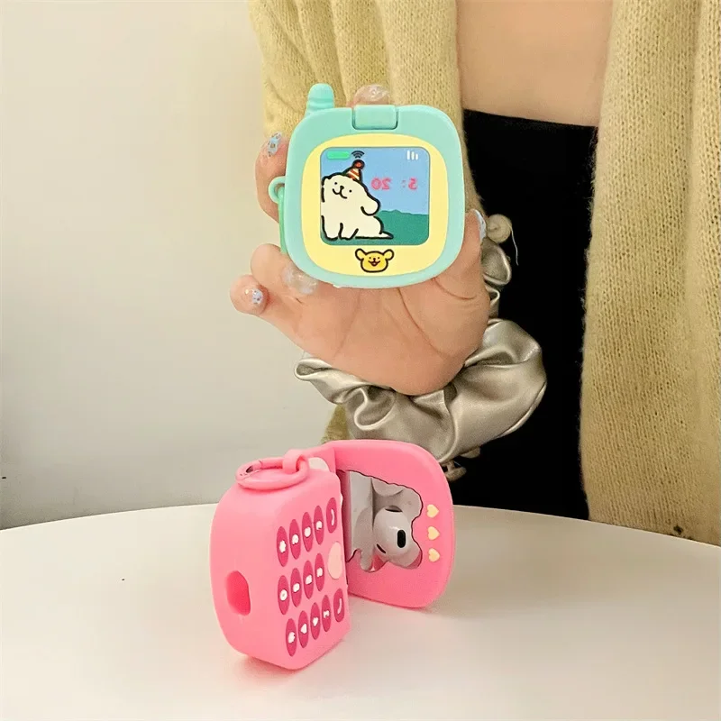 Lindo perro Mini funda de teléfono con tapa para AirPods 4 Airpod 1 2 3 Pro Pro2 auriculares Bluetooth caja de carga funda protectora para auriculares
