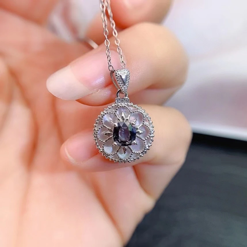 

KJJEAXCMY Brand Boutique Women's Luxury Jewelry Round Spinel Pendant 925 Sterling Silver Natural Gem Girl