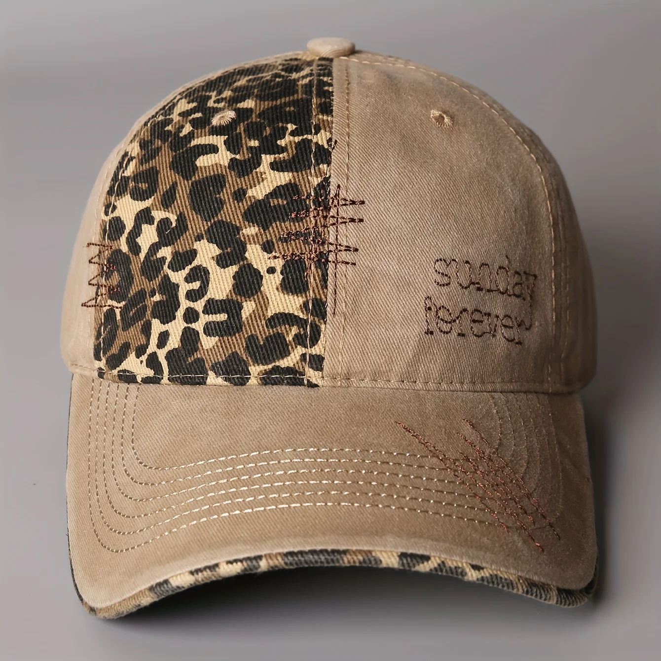 Leopard Print Letter Embroidered Baseball Cap for Women Street Style Hot Girl Personalized Fashion Face-Shaping Duckbill Cap