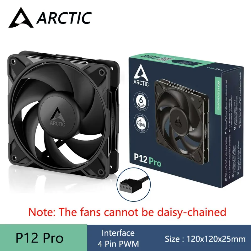 ARCTIC P12 Pro 120mm Computer Case Fan,12V 4Pin PWM 600-3000 RPM/Hydrodynamic Sleeve Bearing/High Performance Cooling Fan