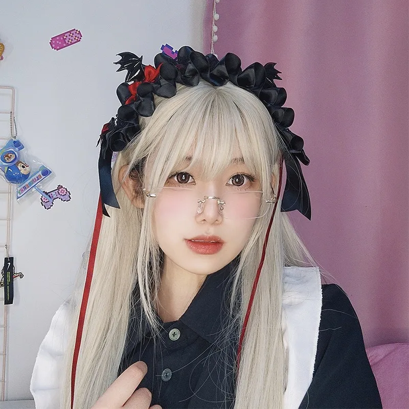 Lovely Sweet Hair Hoop Anime Maid Cosplay Headband Lolita Lace Flower Headwear Hair Accessory Hand Made Droppshing