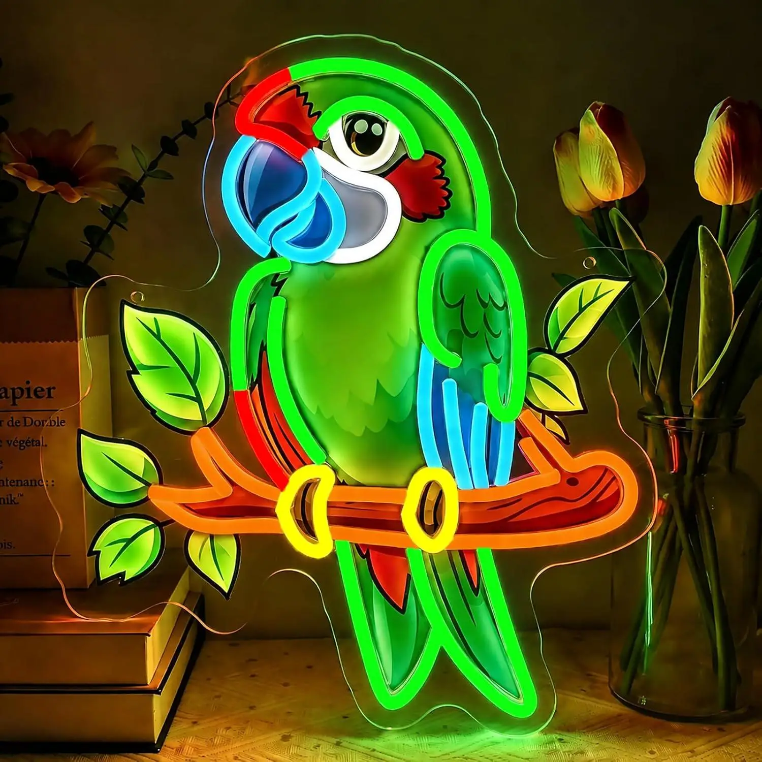 Parrot Neon Sign Led Neon Light For Jungle Theme Bedroom Bar Party Kids Room Bird Lovers Home Dorm Patio Decor Gift Night Light