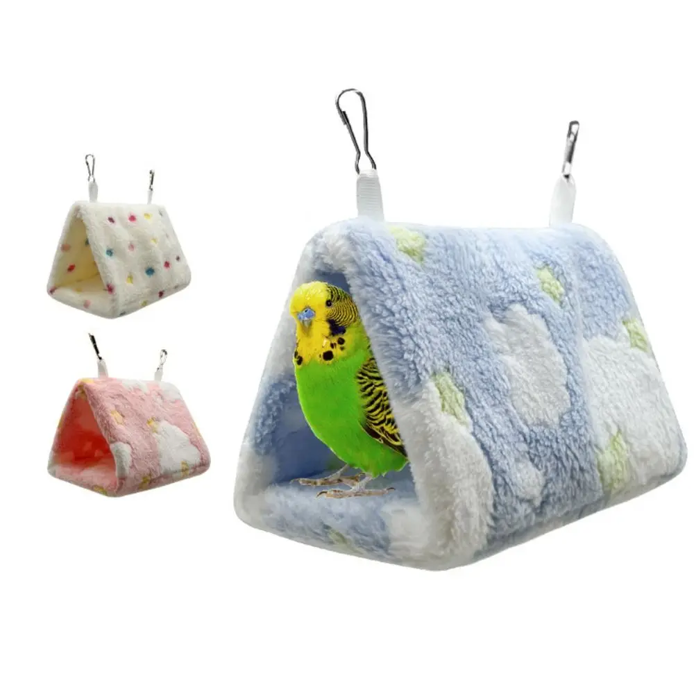 Portable Cozy Parrot Hanging Cage Fleece Lined Chew-Proof Small Animal Bed Soft with Buckle Mini Pet Bird Cage Bird