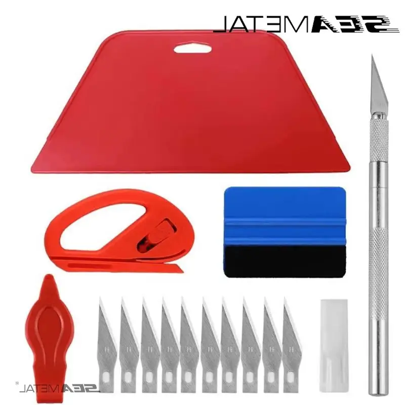 

SEAMETAL 15/16 шт., набор инструментов для упаковки автомобиля, скребок для винила, резак для пленки, ракель, виниловые шпатели, инструмент для пластиковой пленки, инструменты для тонировки окон