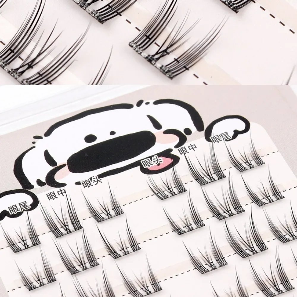 かわいい DIY 自己粘着まつげクラスター再利用可能なマンガ接着剤不使用のつけまつげ個別のメイクアップつけまつげクラスター女性