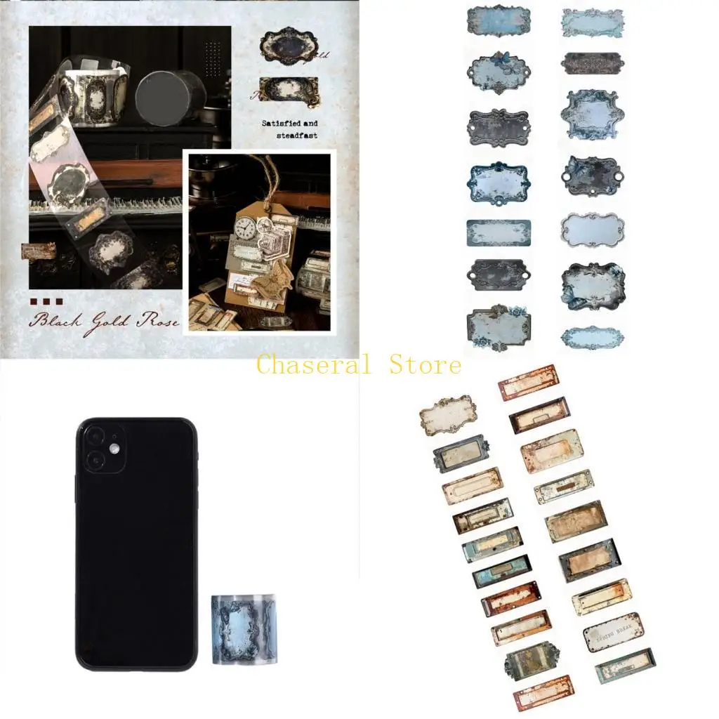 

E7CE Artistic Vintage Iron Tape Sticker Roll For Diary Decoration And Craft Project Scrapbooking Enhances Creative Journal